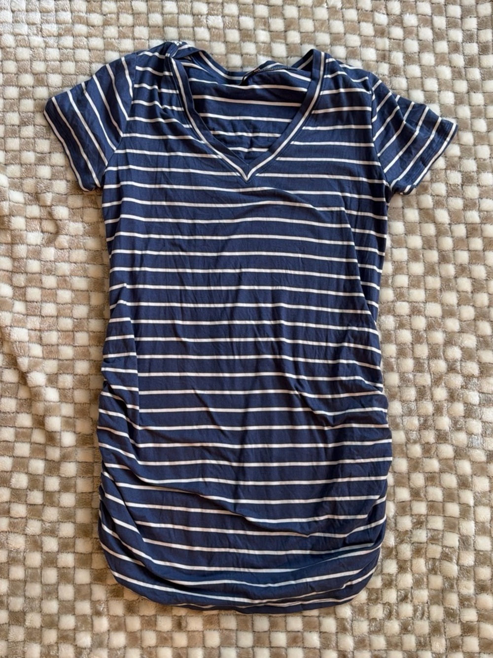 Maternity Navy and White Striped V-Neck Tee